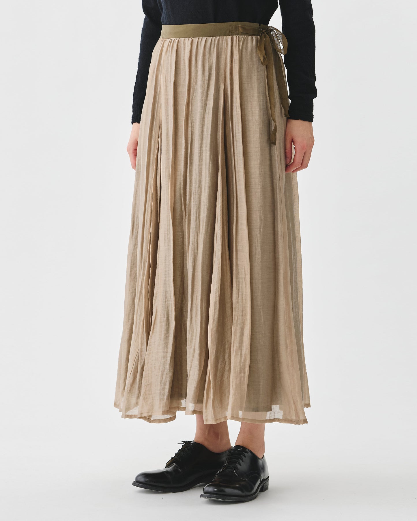 Pas de Calais Crinkle Long Skirt Beige-Pas De Calais-Thistle Hill