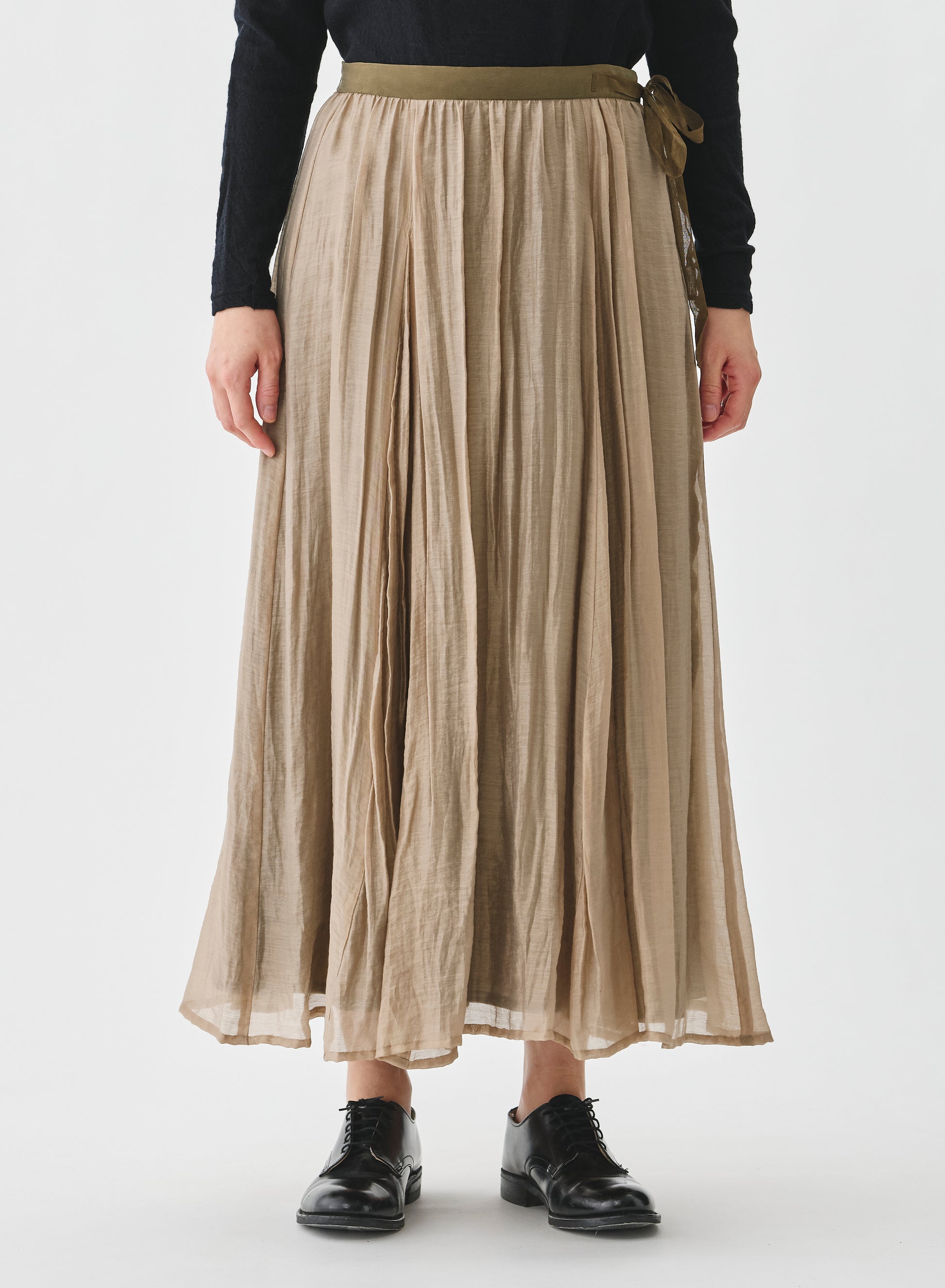 Pas de Calais Crinkle Long Skirt Beige-Pas De Calais-Thistle Hill