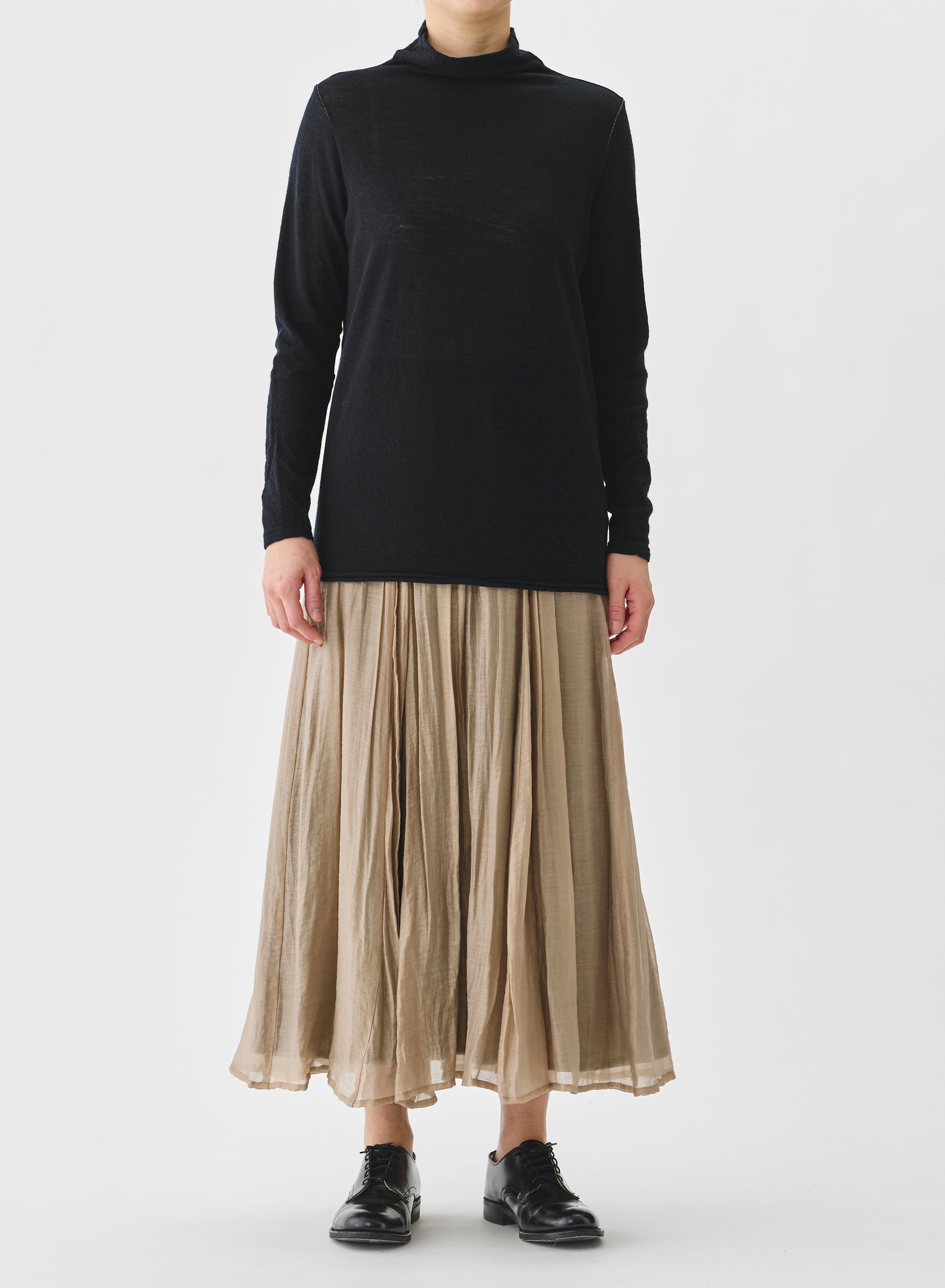 Pas de Calais Crinkle Long Skirt Beige-Pas De Calais-Thistle Hill