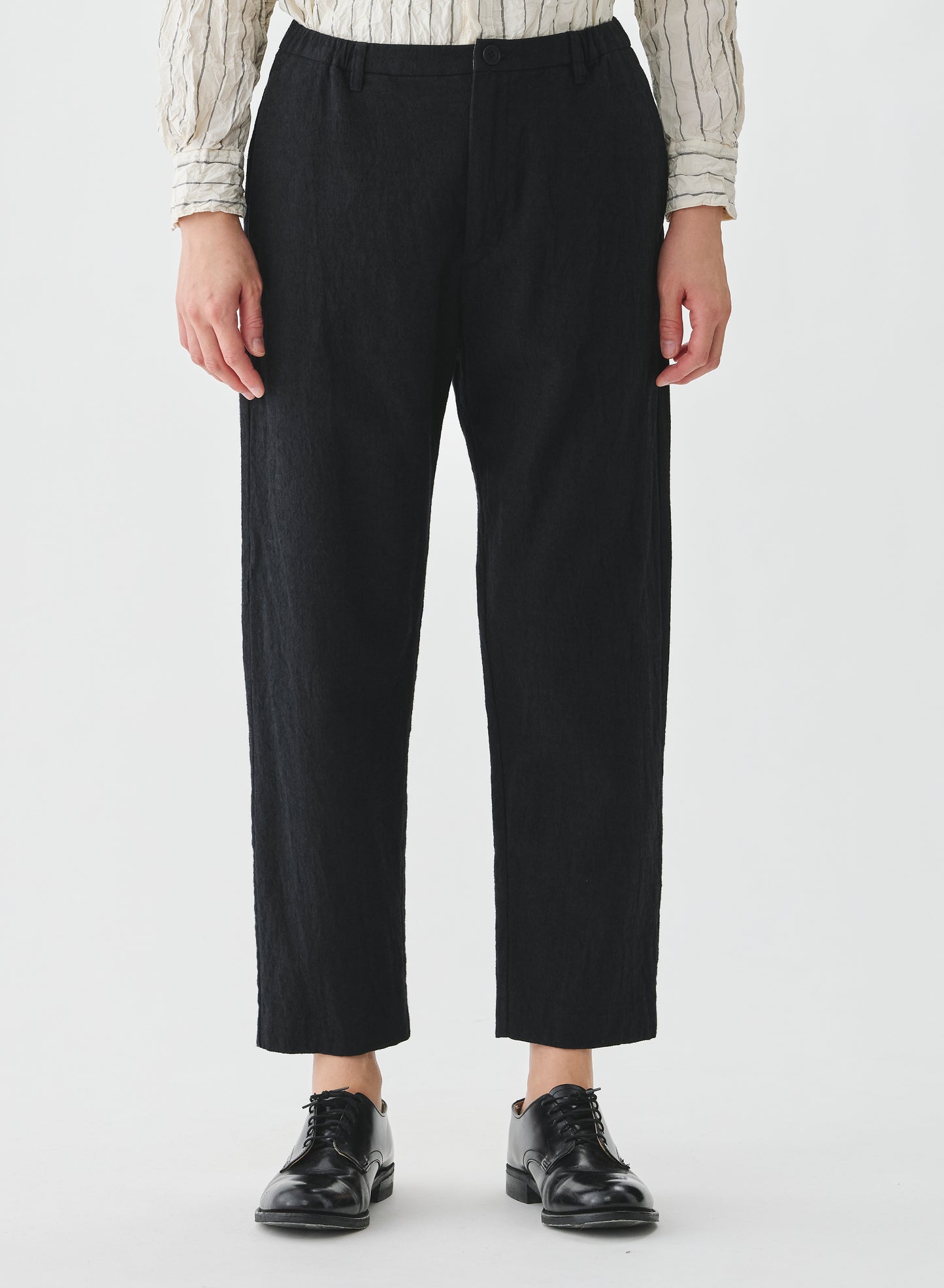 Pas de Calais Washed Cotton Wool Pants Black-Pas De Calais-Thistle Hill