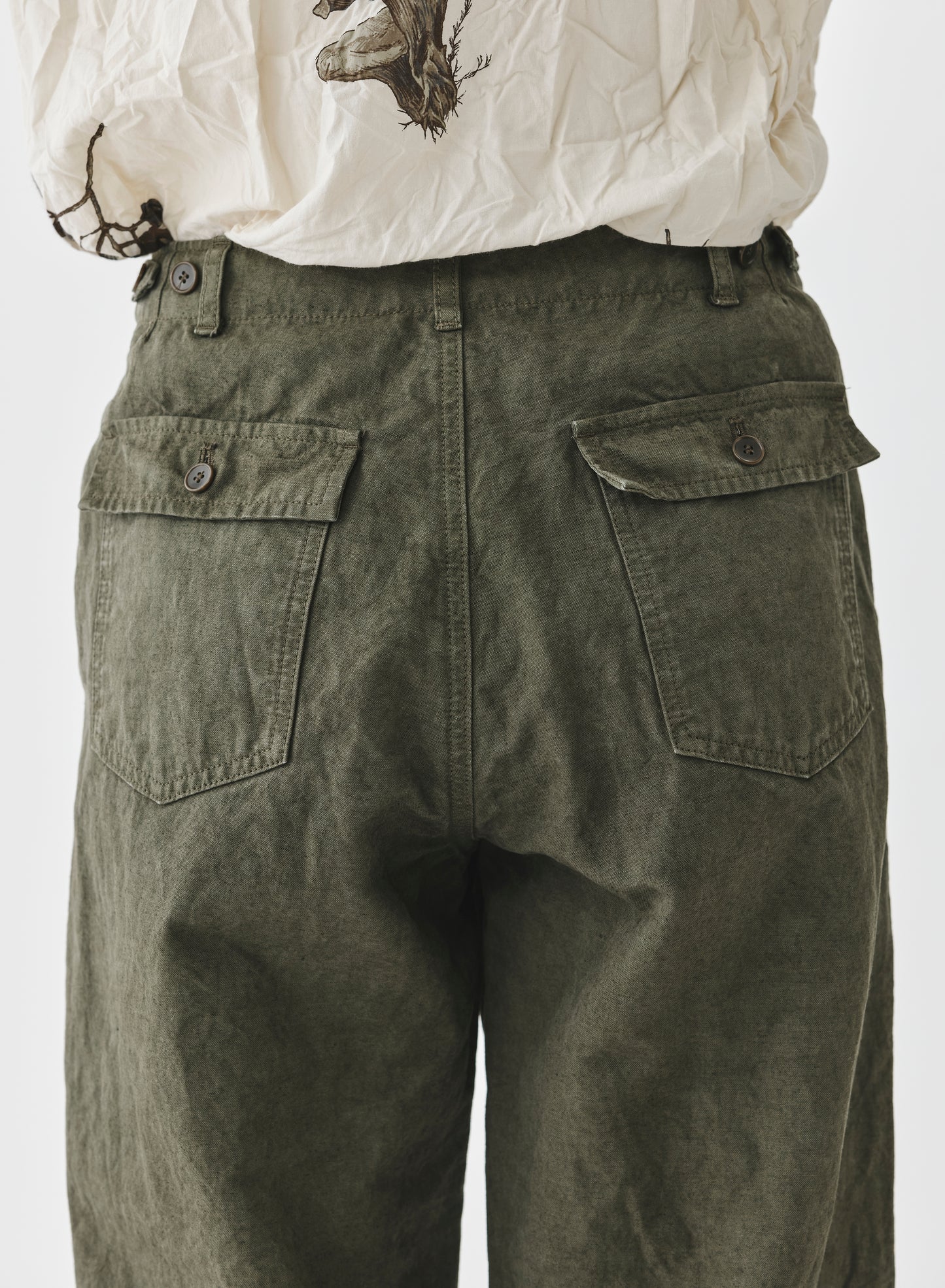 Pas de Calais High Thread Count Cotton Linen Baker Pants Khaki-Pas De Calais-Thistle Hill