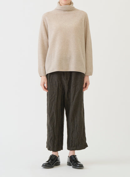 Pas de Calais Fine Wool Loose Turtleneck Pullover Beige-Pas De Calais-Thistle Hill