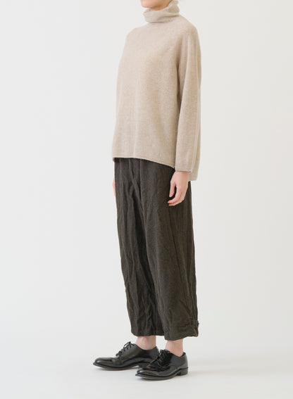 Pas de Calais Fine Wool Loose Turtleneck Pullover Beige-Pas De Calais-Thistle Hill
