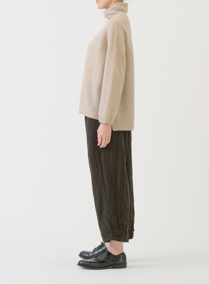 Pas de Calais Fine Wool Loose Turtleneck Pullover Beige-Pas De Calais-Thistle Hill