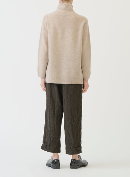 Pas de Calais Fine Wool Loose Turtleneck Pullover Beige-Pas De Calais-Thistle Hill