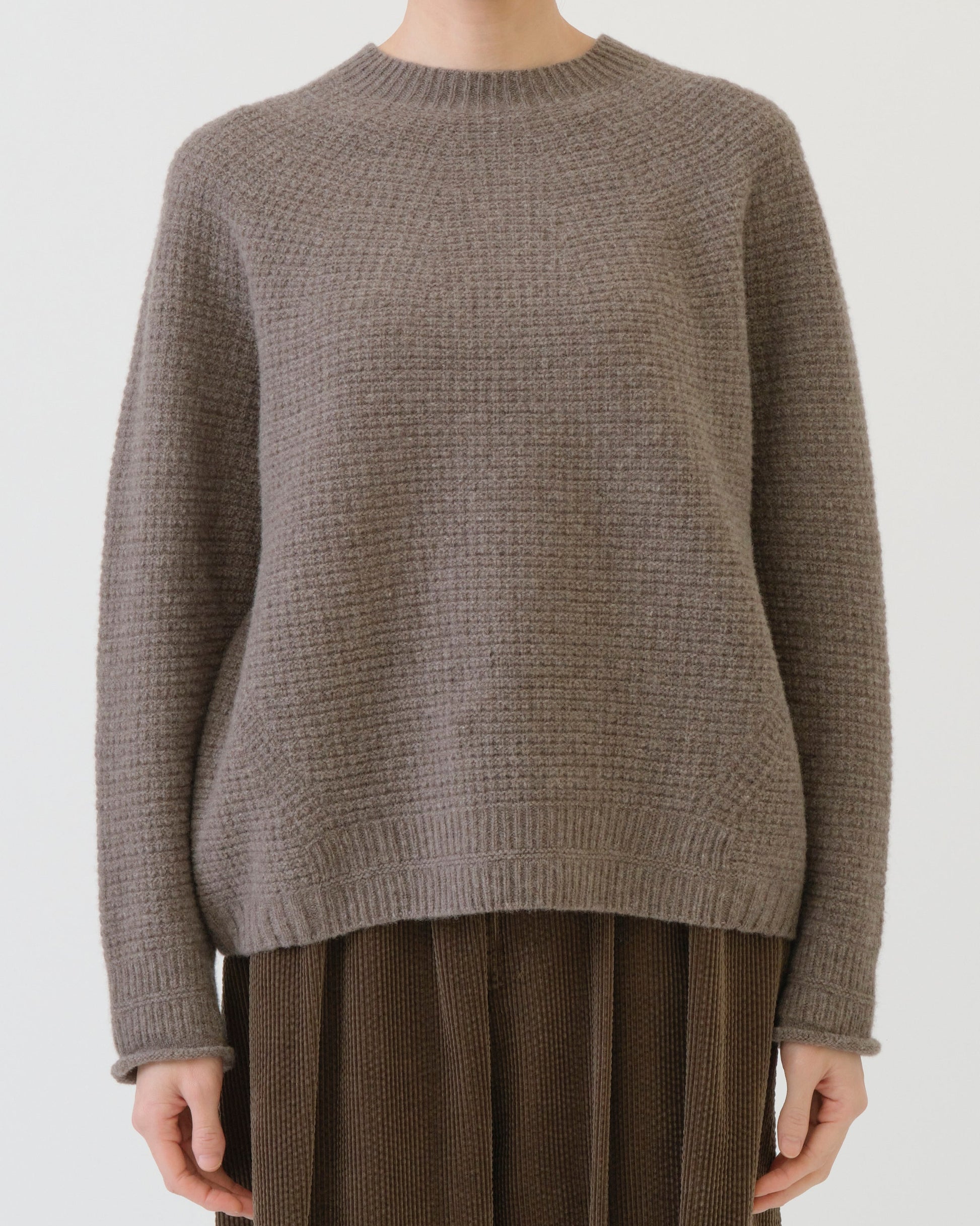 Pas de Calais Cashmere Blend Lambs Wool Pullover Greige-Pas De Calais-Thistle Hill