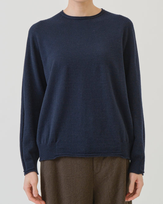 Pas de Calais Airy Wool Crew Neck Pullover Navy-Pas De Calais-Thistle Hill