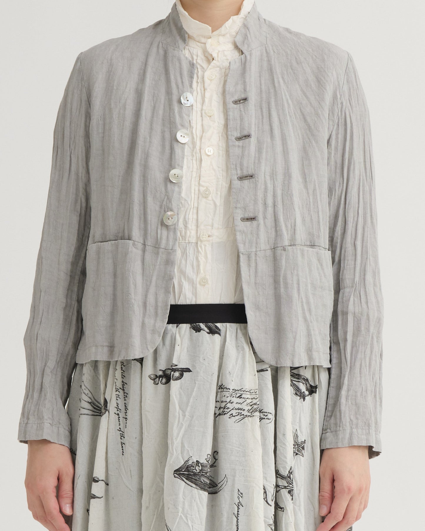 Pas De Calais French Linen Short Jacket Grey-Pas De Calais-Thistle Hill