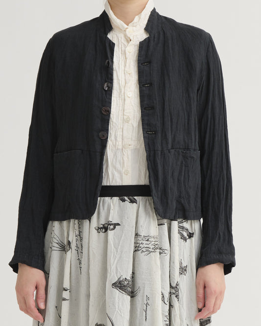 Pas De Calais French Linen Short Jacket Black-Pas De Calais-Thistle Hill