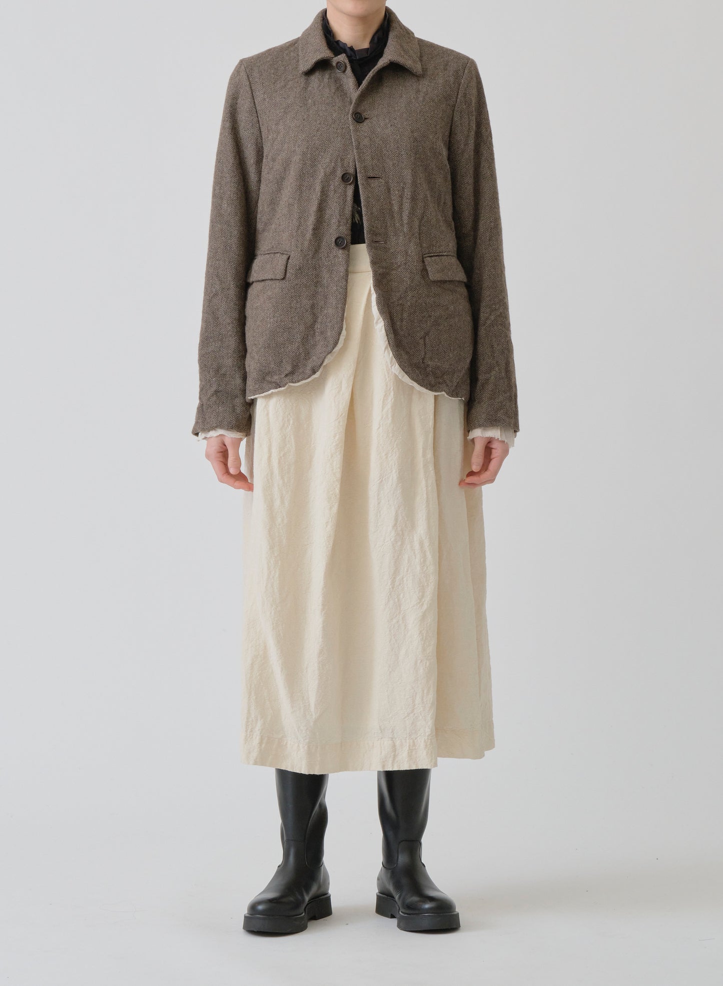 Pas de Calais Eco Wool Herringbone Short Jacket Beige-Pas De Calais-Thistle Hill