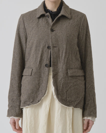 Pas de Calais Eco Wool Herringbone Short Jacket Beige-Pas De Calais-Thistle Hill