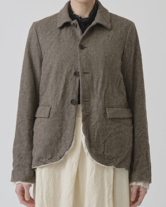 Pas de Calais Eco Wool Herringbone Short Jacket Beige-Pas De Calais-Thistle Hill