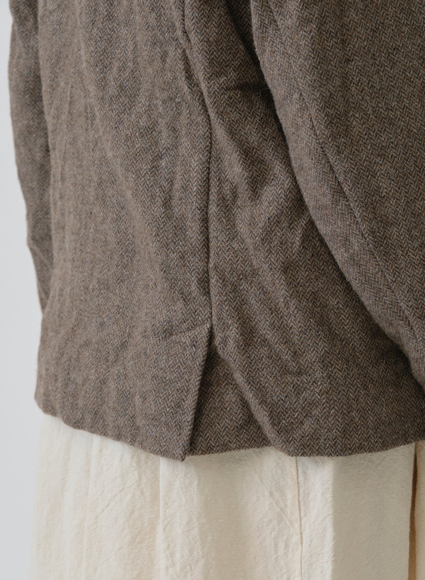 Pas de Calais Eco Wool Herringbone Short Jacket Beige-Pas De Calais-Thistle Hill