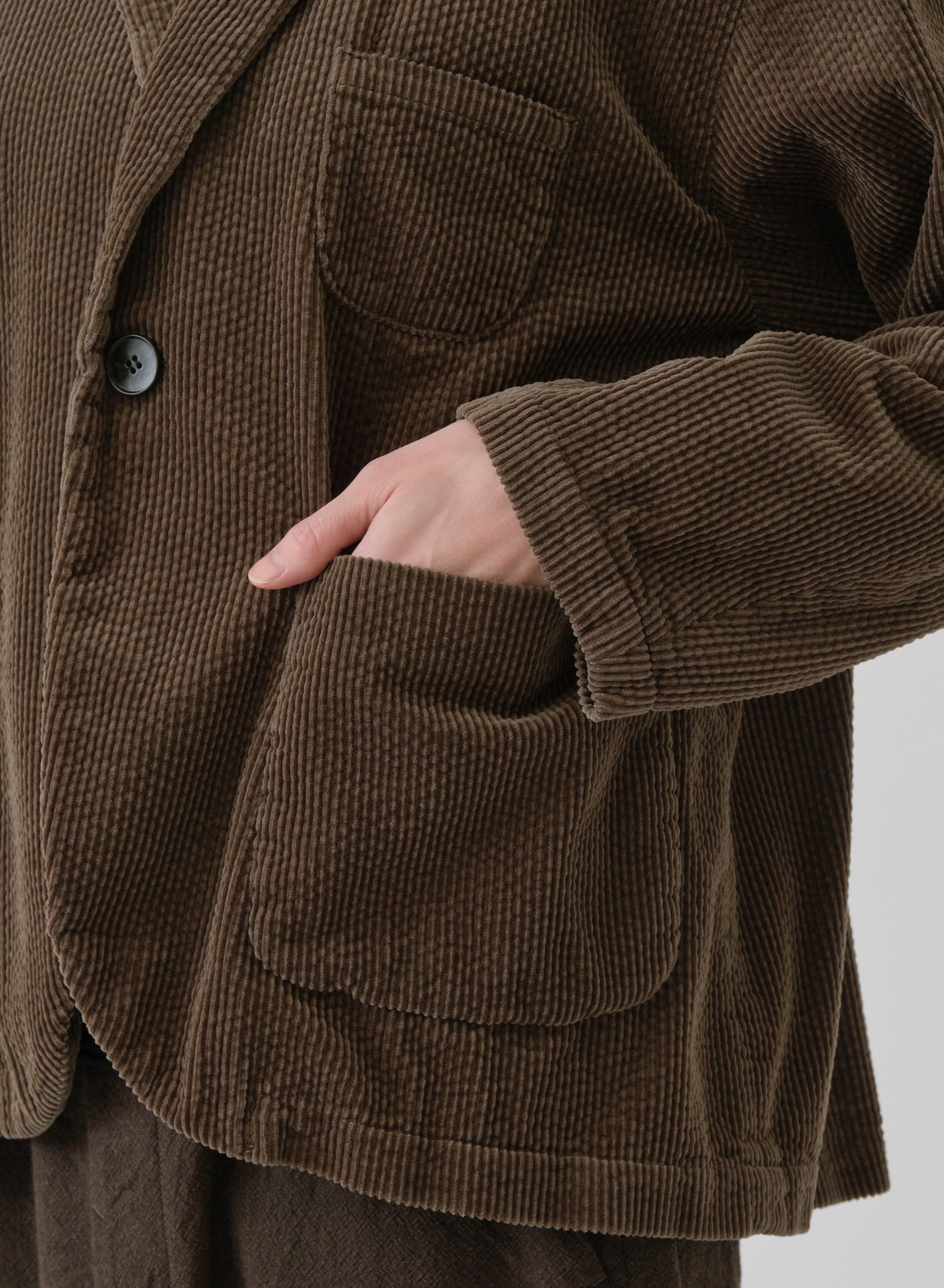 Pas de Calais Corduroy Tailored Jacket Khaki-Pas De Calais-Thistle Hill