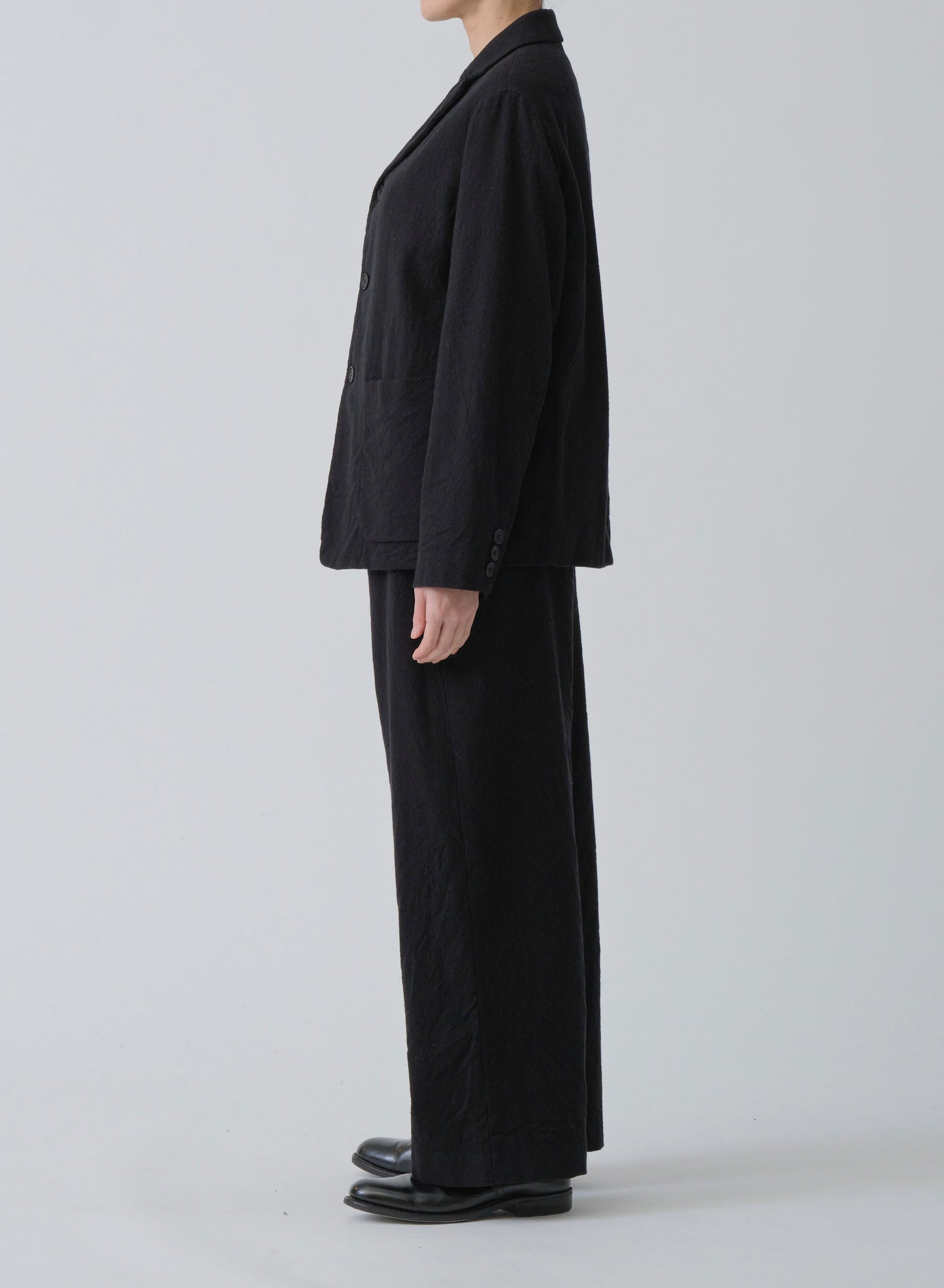 Pas de Calais Mulesing-Free Wool Cotton Tailored Jacket Black-Pas De Calais-Thistle Hill