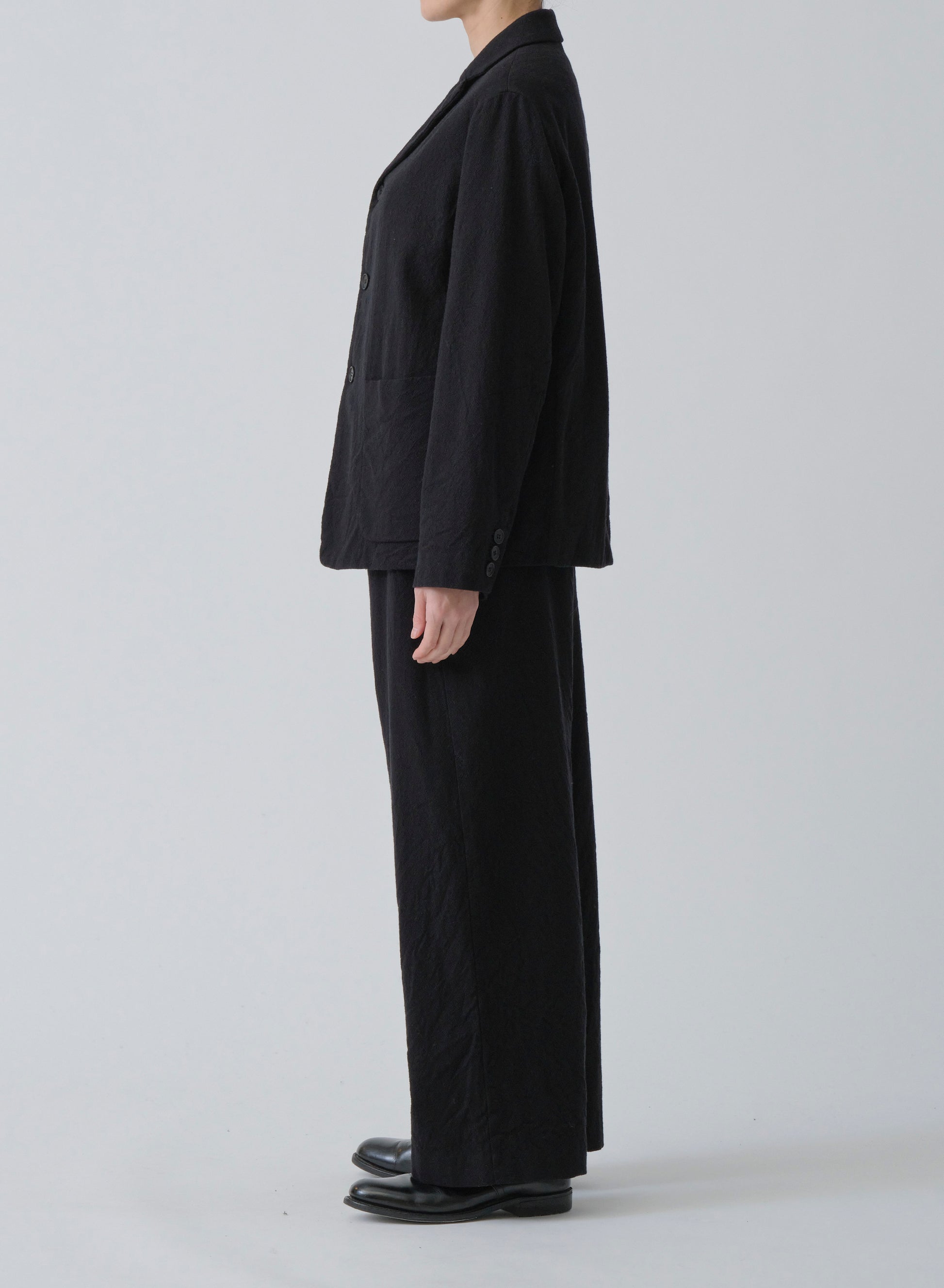 Pas de Calais Mulesing-Free Wool Cotton Tailored Jacket Black-Pas De Calais-Thistle Hill