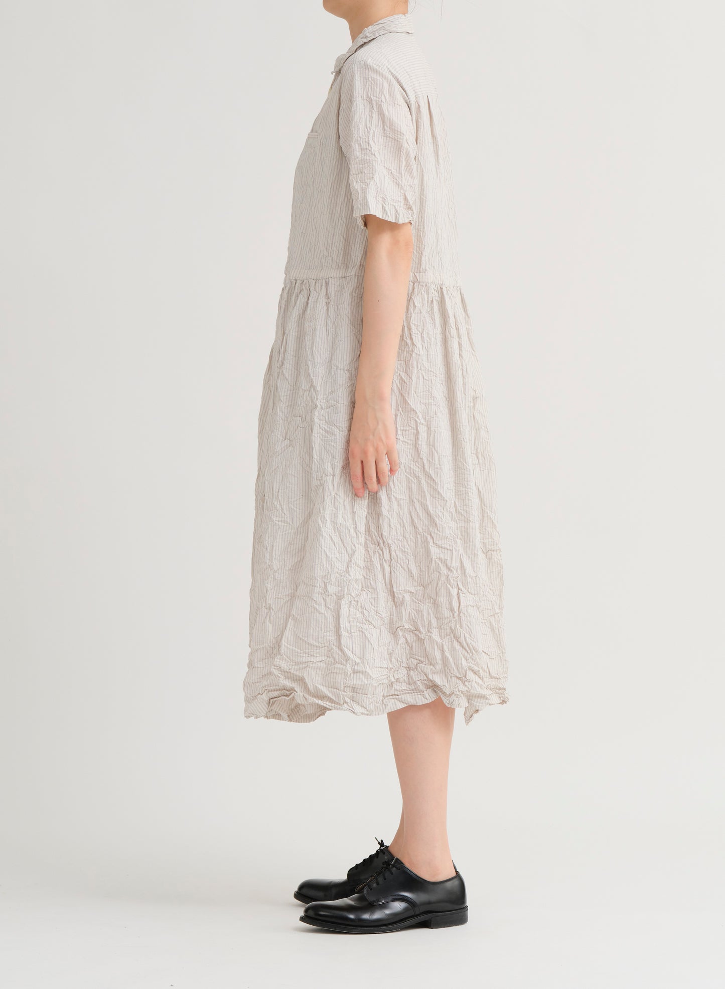 Pas De Calais CL Stripe Short Sleeve Dress Natural-Pas De Calais-Thistle Hill