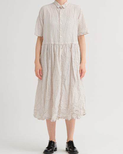 Pas De Calais CL Stripe Short Sleeve Dress Natural-Pas De Calais-Thistle Hill