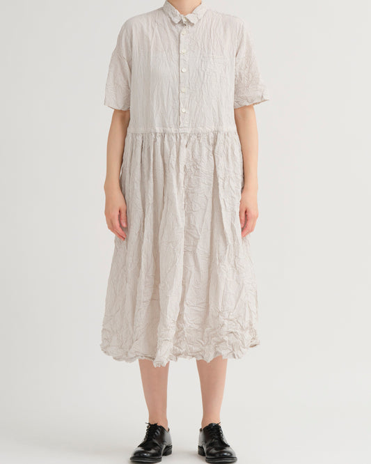 Pas De Calais CL Stripe Short Sleeve Dress Natural-Pas De Calais-Thistle Hill