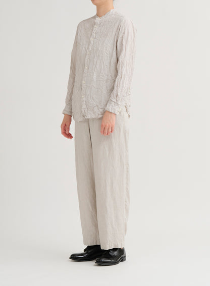 Pas De Calais C/L Stripe Stand Collar Shirt Natural-Pas De Calais-Thistle Hill