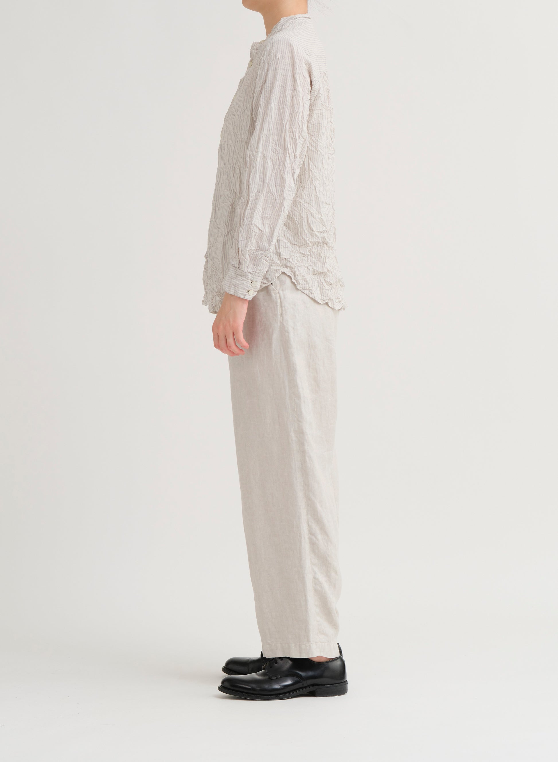 Pas De Calais C/L Stripe Stand Collar Shirt Natural-Pas De Calais-Thistle Hill