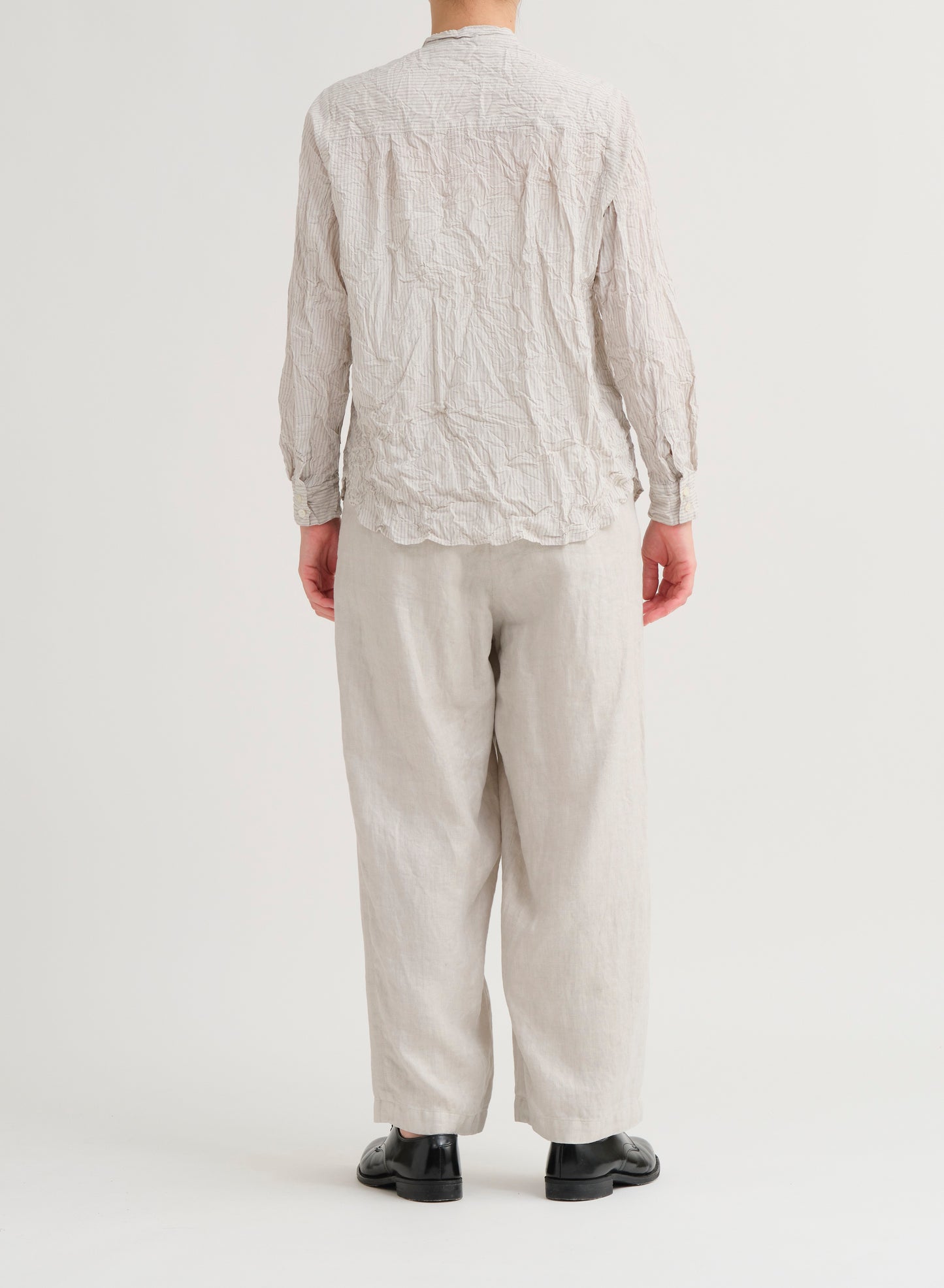 Pas De Calais C/L Stripe Stand Collar Shirt Natural-Pas De Calais-Thistle Hill