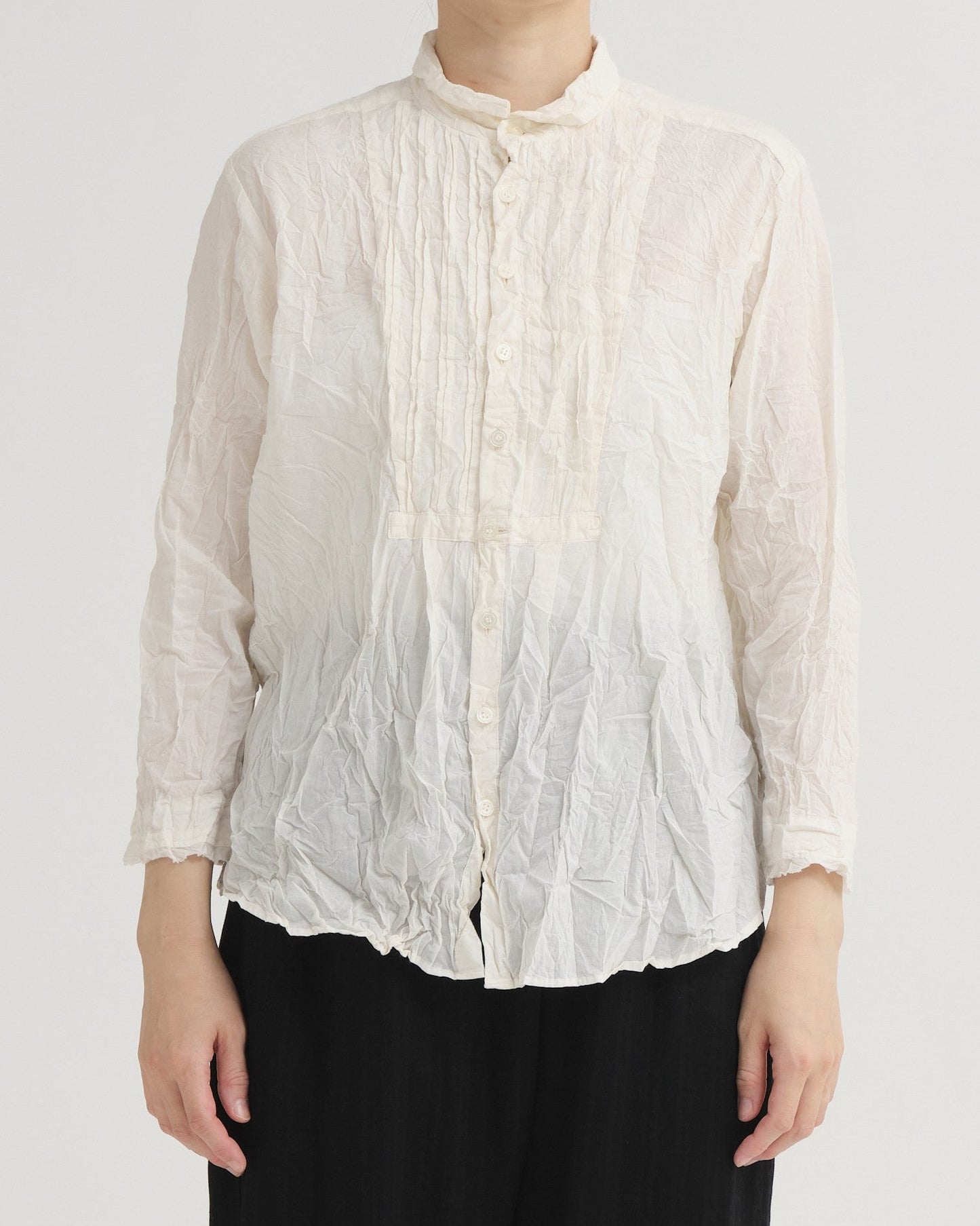 Pas De Calais Cotton Lawn Random Pintuck Blouse Natural-Pas De Calais-Thistle Hill