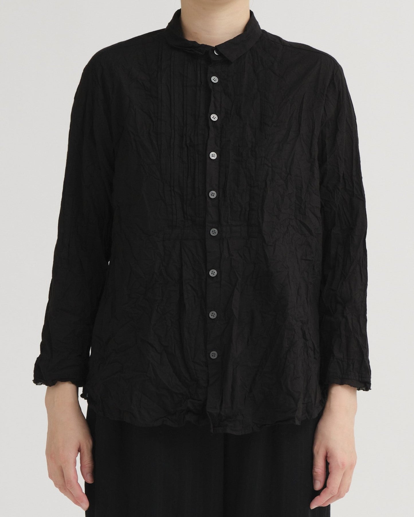 Pas De Calais Cotton Lawn Random Pintuck Blouse Black-Pas De Calais-Thistle Hill