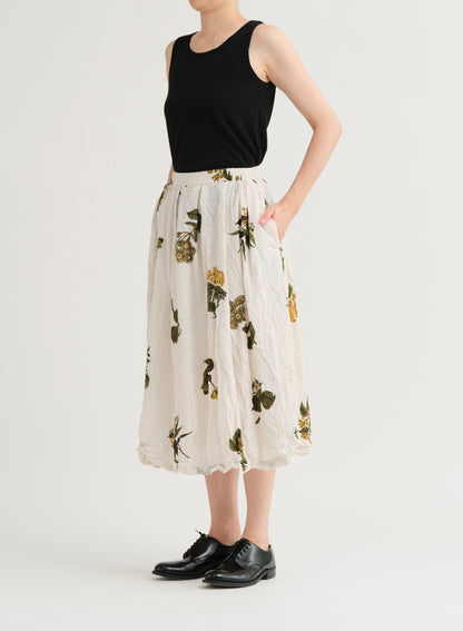 Pas De Calais Summer Botanical Print Skirt Ivory-Pas De Calais-Thistle Hill