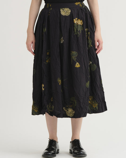 Pas De Calais Summer Botanical Print Skirt Black-Pas De Calais-Thistle Hill