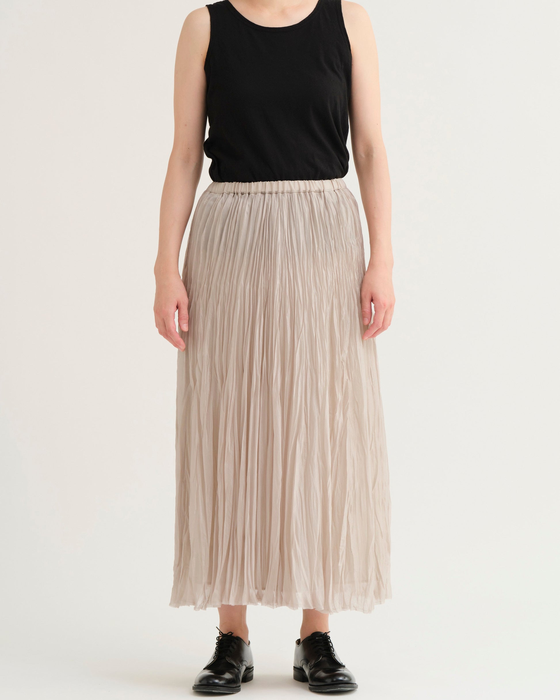 Pas De Calais Organdy Hand Pleated Long Skirt Natural-Pas De Calais-Thistle Hill