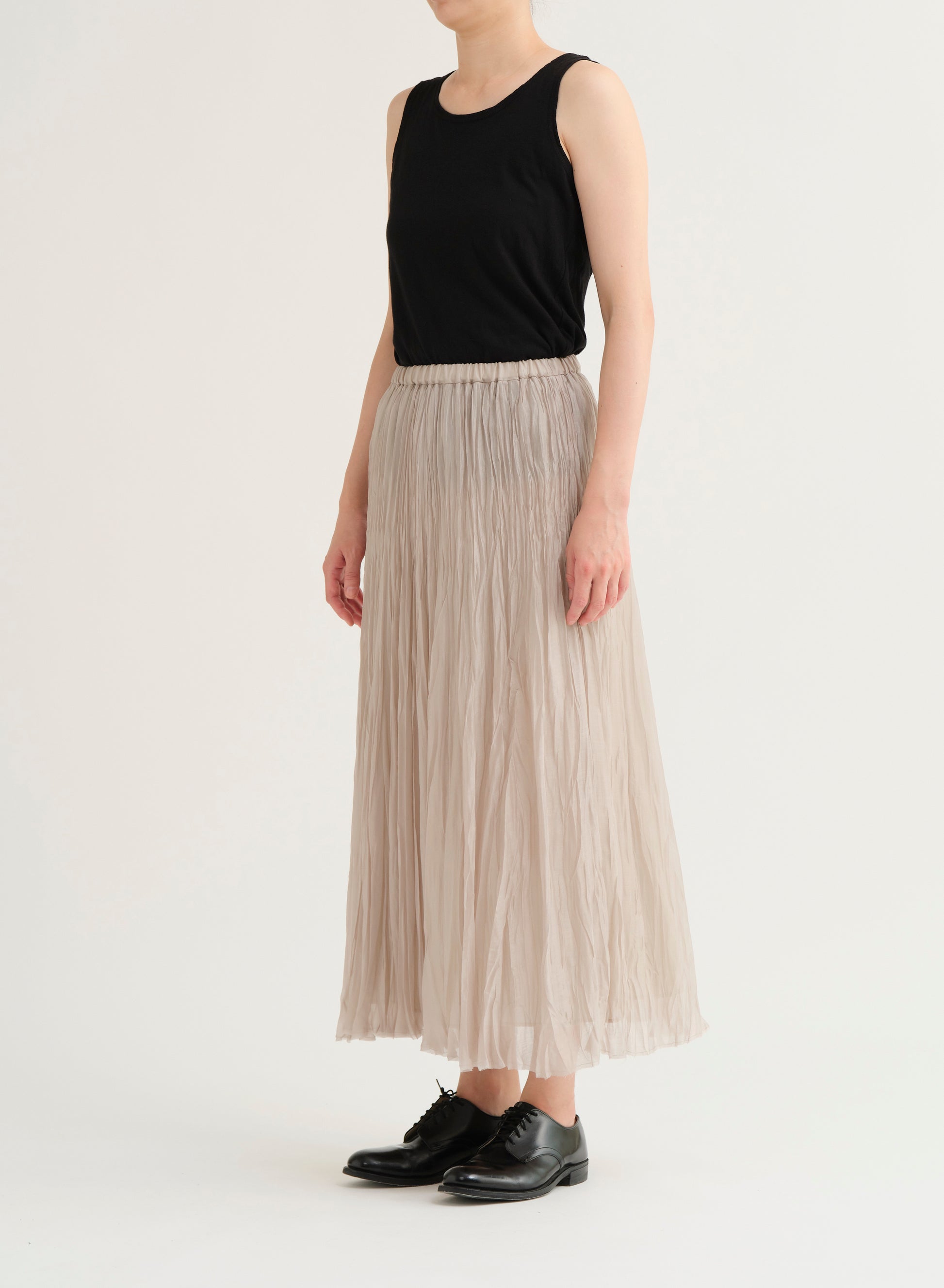 Pas De Calais Organdy Hand Pleated Long Skirt Natural-Pas De Calais-Thistle Hill