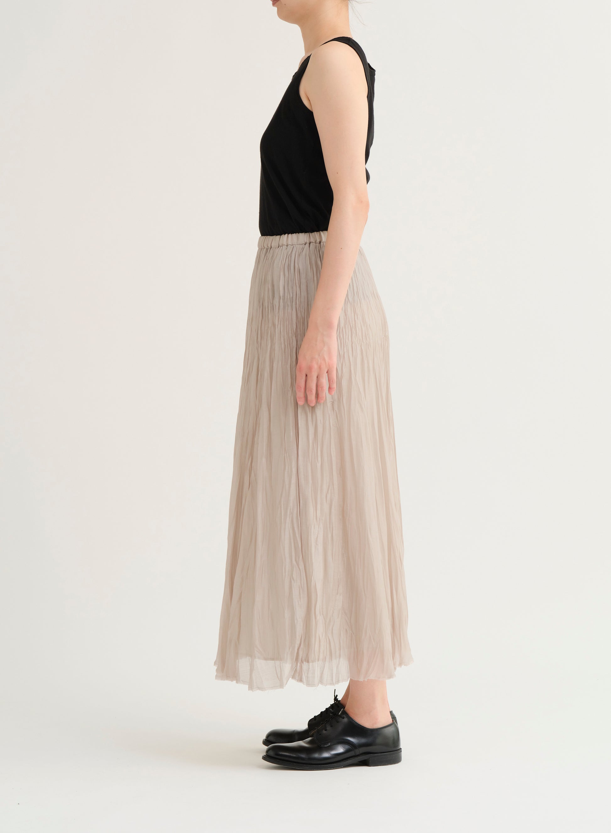 Pas De Calais Organdy Hand Pleated Long Skirt Natural-Pas De Calais-Thistle Hill