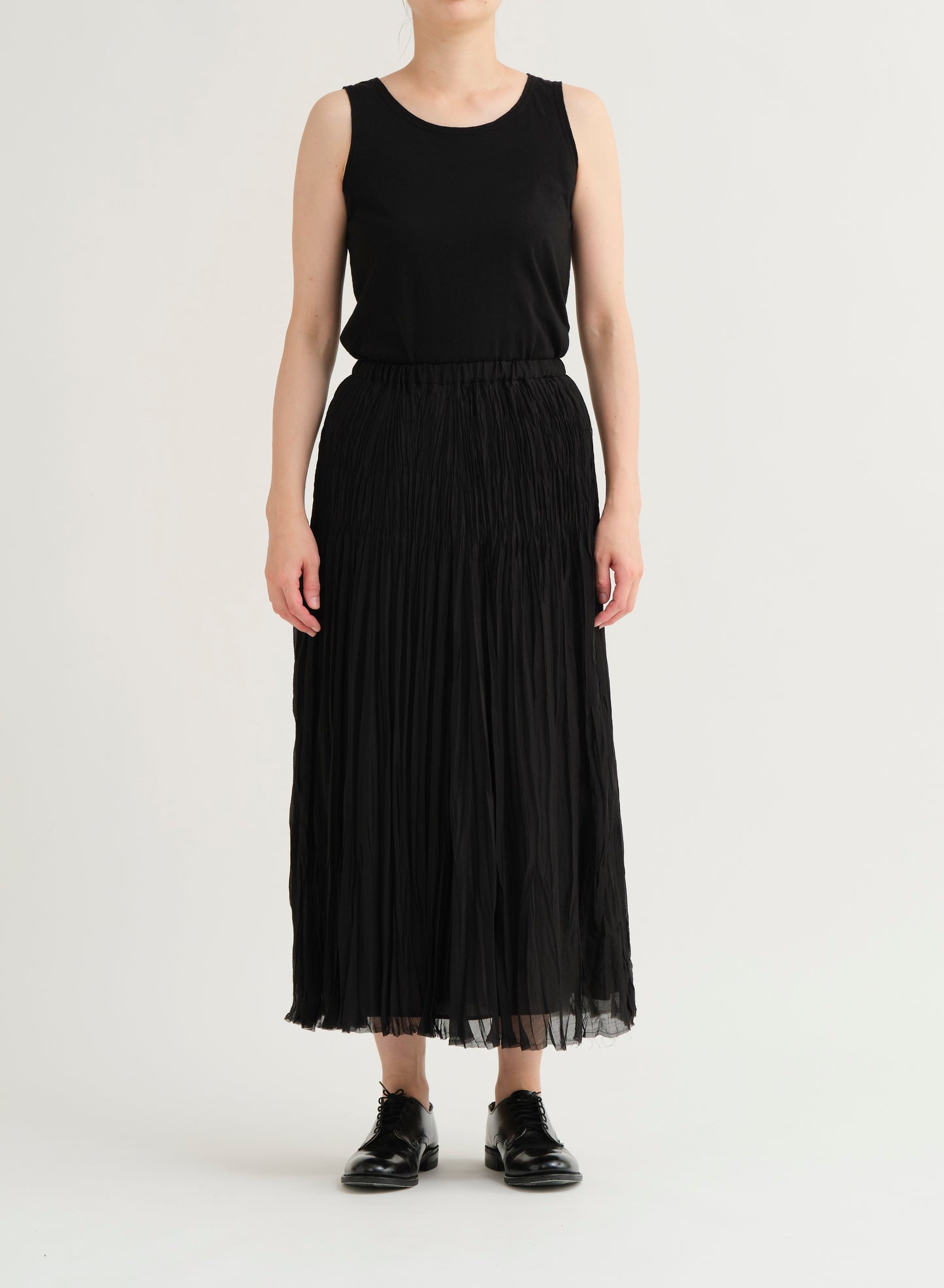 Pas De Calais Organdy Hand Pleated Long Skirt Black-Pas De Calais-Thistle Hill