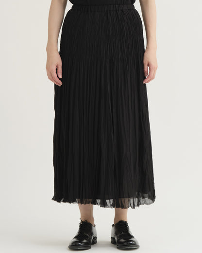 Pas De Calais Organdy Hand Pleated Long Skirt Black-Pas De Calais-Thistle Hill