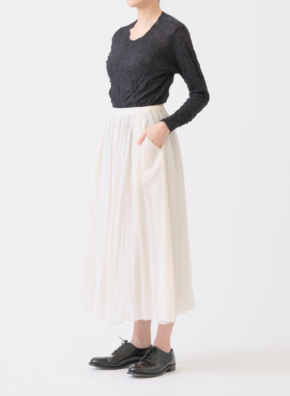 Pas de Calais Cotton Silk Lawn Long Skirt Off White-Pas De Calais-Thistle Hill