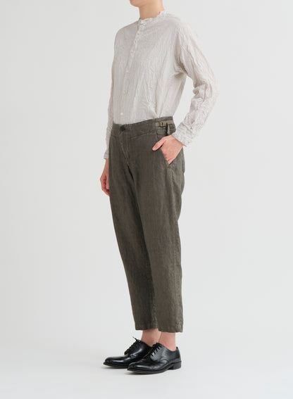 Pas De Calais Linen Twill Tapered Pants Khaki-Pas De Calais-Thistle Hill