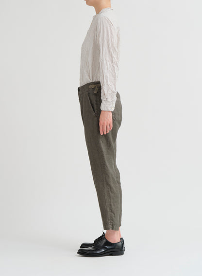 Pas De Calais Linen Twill Tapered Pants Khaki-Pas De Calais-Thistle Hill