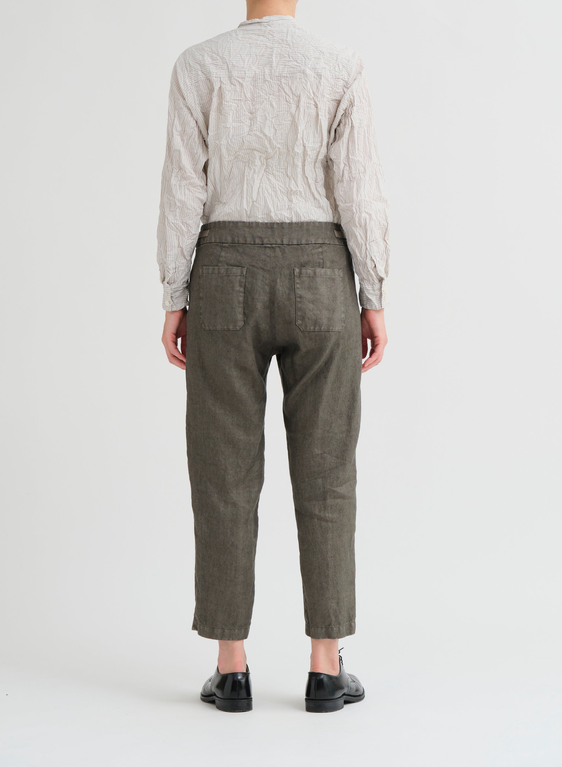 Pas De Calais Linen Twill Tapered Pants Khaki-Pas De Calais-Thistle Hill