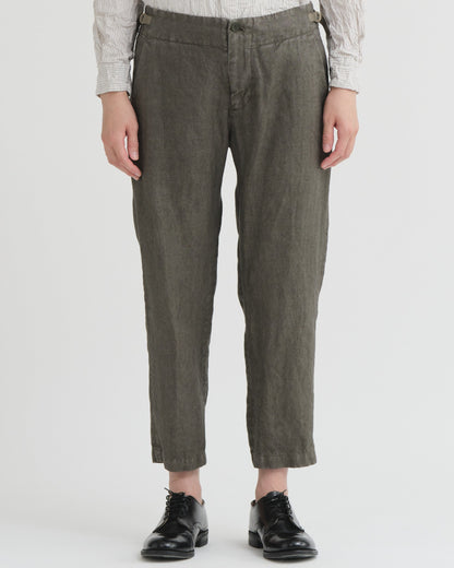 Pas De Calais Linen Twill Tapered Pants Khaki-Pas De Calais-Thistle Hill