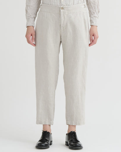 Pas De Calais Linen Twill Tapered Pants Light Gray-Pas De Calais-Thistle Hill