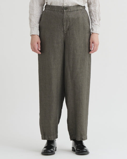 Pas De Calais Linen Twill Wide Pants Khaki-Pas De Calais-Thistle Hill