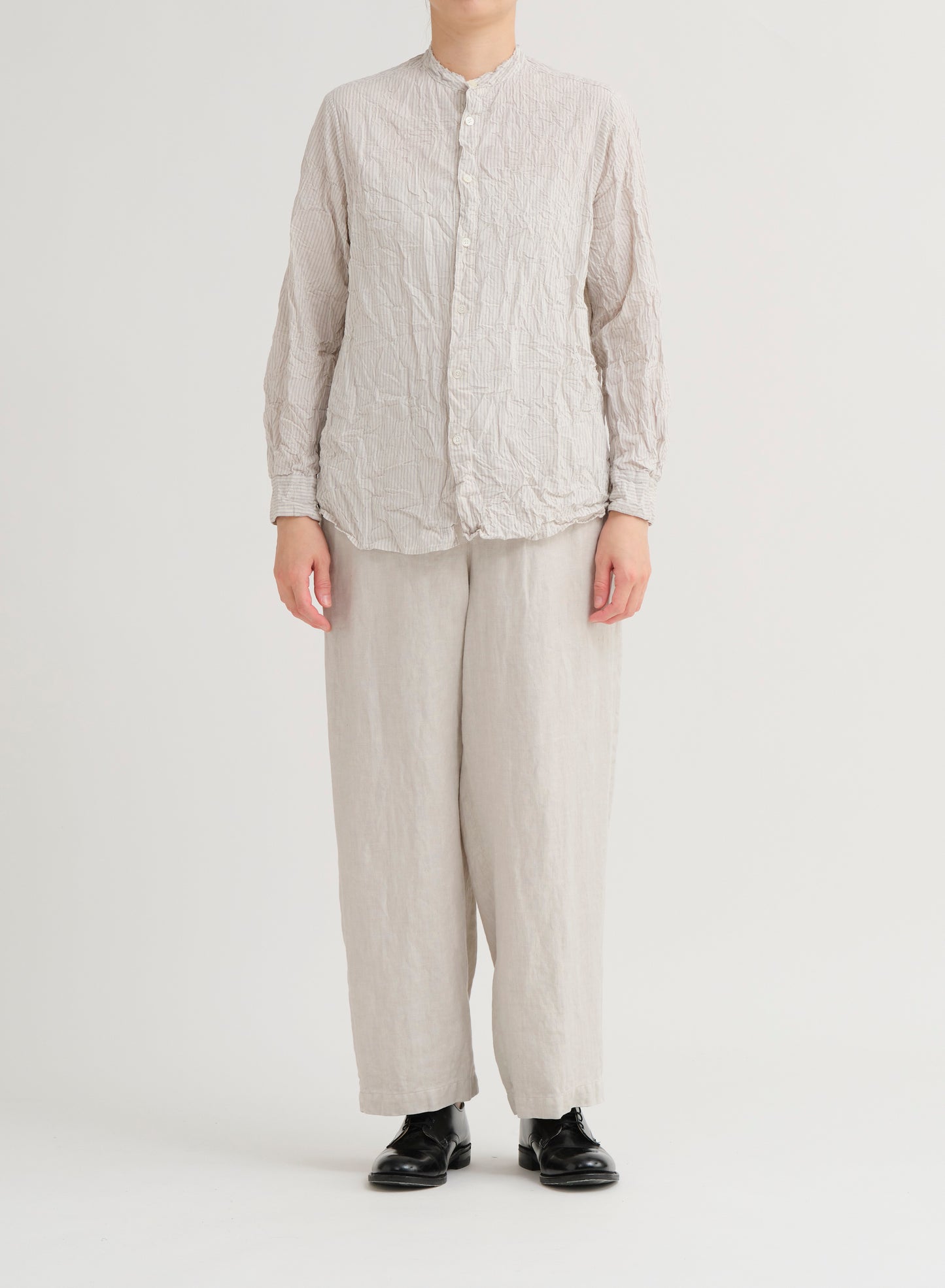 Pas De Calais Linen Twill Wide Pants Light Gray-Pas De Calais-Thistle Hill