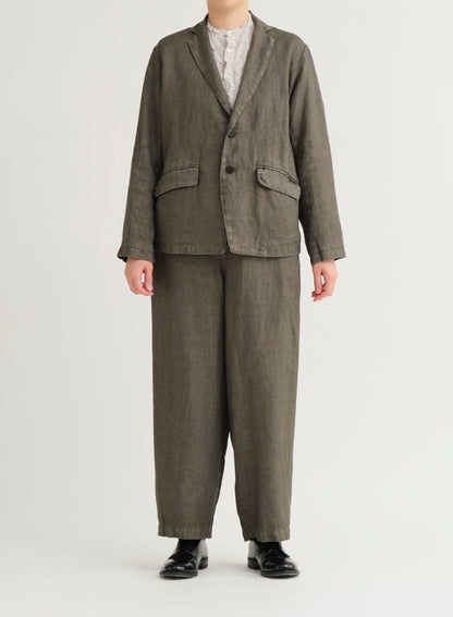 Pas De Calais Linen Twill Wide Pants Khaki-Pas De Calais-Thistle Hill