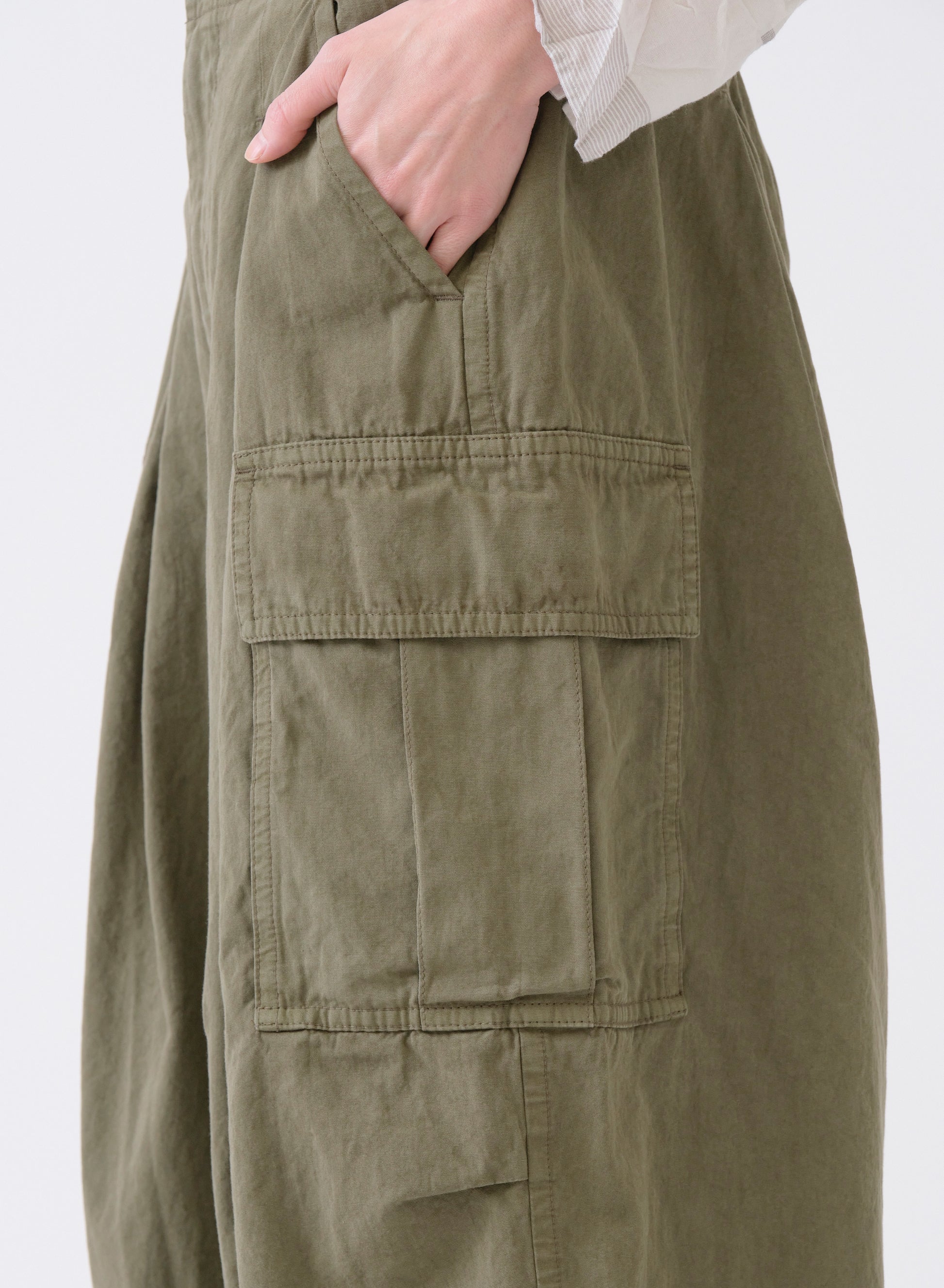 Pas de Calais Cotton Grosgrain Cargo Pants Khaki-Pas De Calais-Thistle Hill