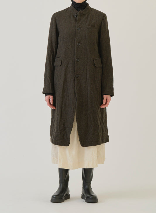 Pas de Calais Eco Wool Herringbone Chesterfield Coat Khaki-Pas De Calais-Thistle Hill