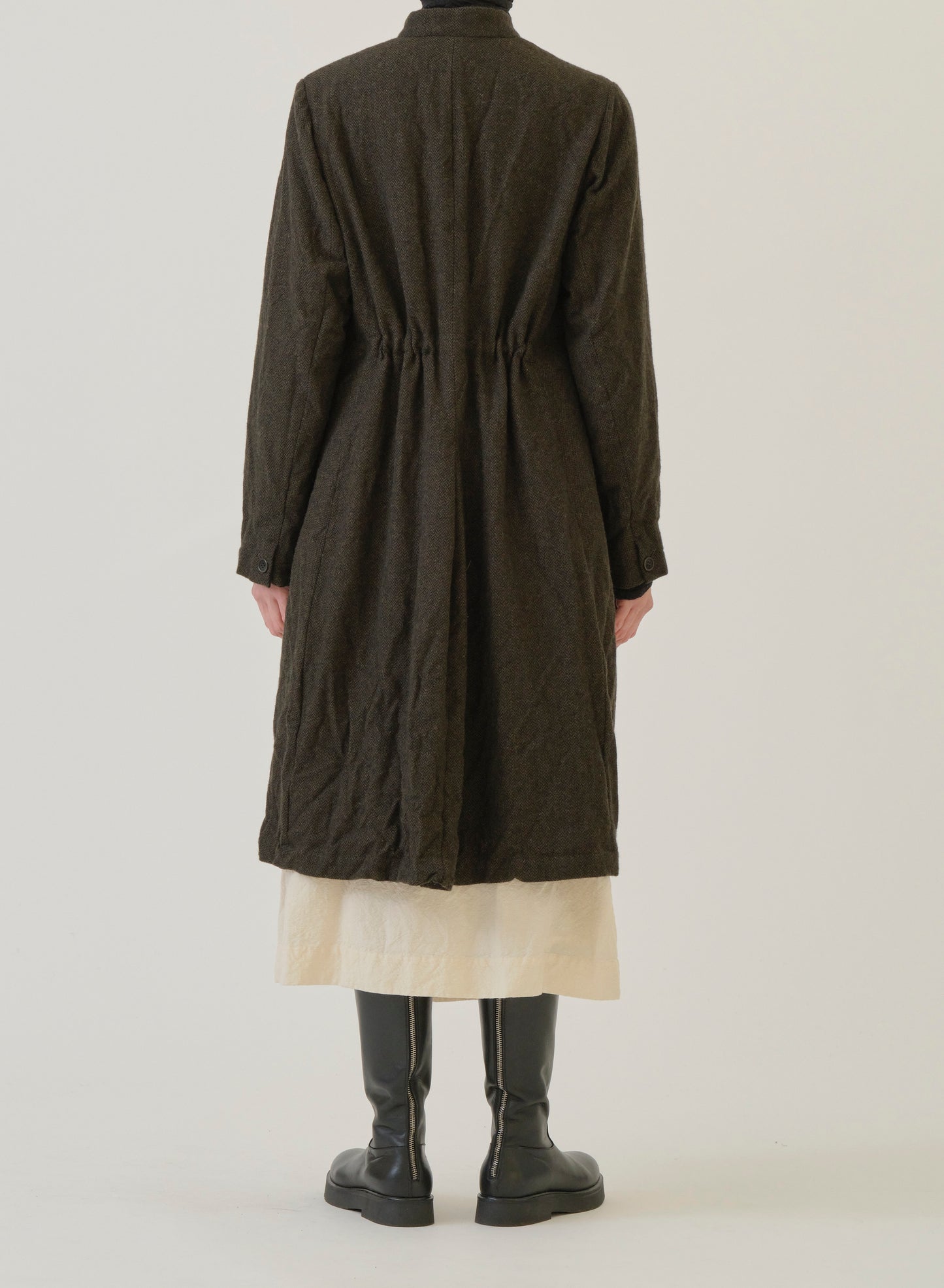 Pas de Calais Eco Wool Herringbone Chesterfield Coat Khaki-Pas De Calais-Thistle Hill