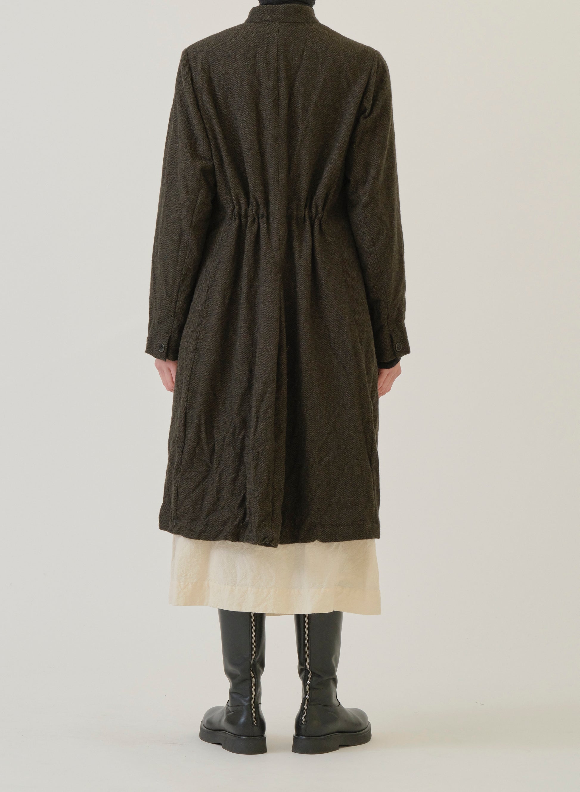 Pas de Calais Eco Wool Herringbone Chesterfield Coat Khaki-Pas De Calais-Thistle Hill
