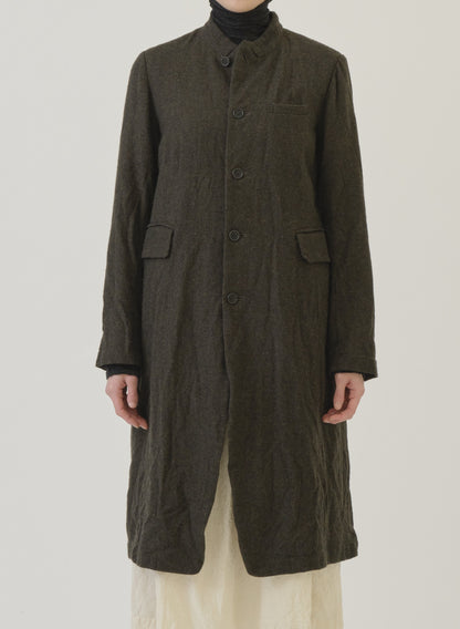 Pas de Calais Eco Wool Herringbone Chesterfield Coat Khaki-Pas De Calais-Thistle Hill