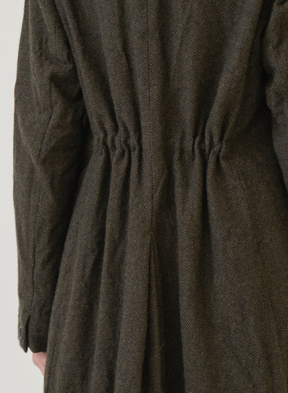 Pas de Calais Eco Wool Herringbone Chesterfield Coat Khaki-Pas De Calais-Thistle Hill